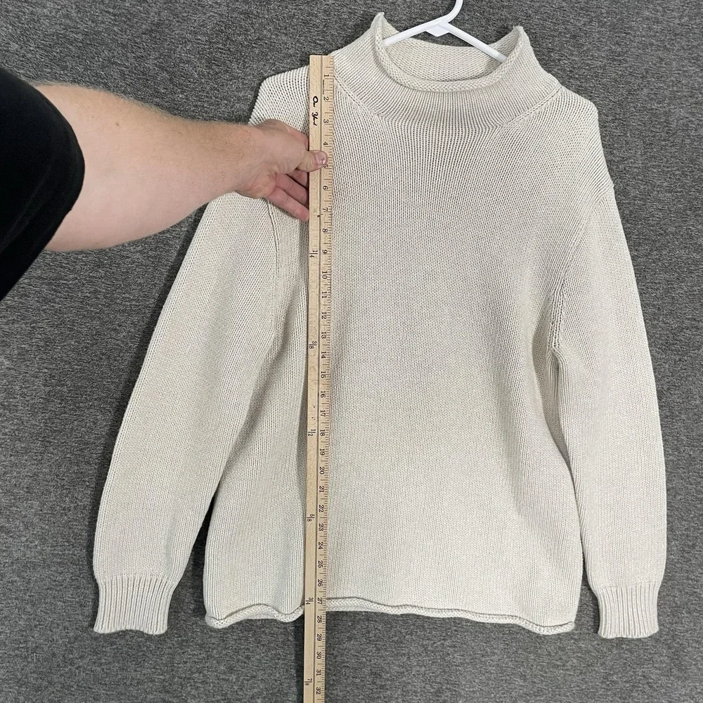 J Crew Always Sweater Adults 1988 Cotton Rollneck Sweater Oarsman Medium Ivory